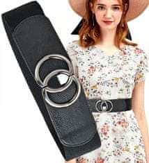 Camerazar Eleganten ženski elastični pas za obleke, črna kovinska spona, 71-100 cm, sintetični material
