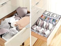 Camerazar Organizator za spodnje perilo v omari, 3 kosa, sivi najlon, dimenzije 32x12x12 cm in 32x32x12 cm