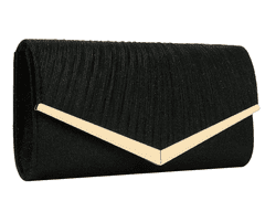 Camerazar Elegantna ženska večerna brokatna torbica čez ramo, črna, sintetični material, 25,5 x 13 cm