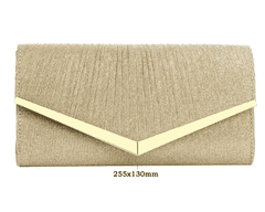 Camerazar Elegantna dameska večerna torbica s bleščicami, zlata, sintetični material, 25,5x13 cm
