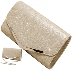 Camerazar Eleganten ženski družabni torbici čez ramo, zlat, sintetični material, 24x14x5 cm