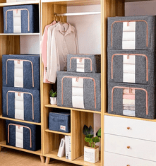 Camerazar Velik Popolnik za Oblačila in Odeje, Modra, Močan Material + Kovinska Okvir, 50x40x33 cm