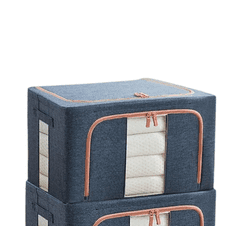 Camerazar Velik Popolnik za Oblačila in Odeje, Modra, Močan Material + Kovinska Okvir, 50x40x33 cm