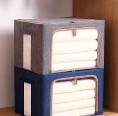 Camerazar Velik Popolnik za Oblačila in Odeje, Modra, Močan Material + Kovinska Okvir, 50x40x33 cm