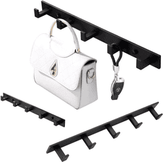 Camerazar Stenski obešalnik za panele z kljukicami, črn aluminij, dimenzije 45,7x4,1 cm