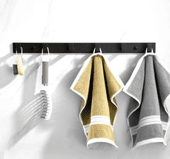 Camerazar Stenski obešalnik za panele z kljukicami, črn aluminij, dimenzije 45,7x4,1 cm