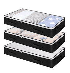 Camerazar Velik organizator pod postel za posteljnino in oblačila, črn, netkana tekstilija, 100x50x15 cm
