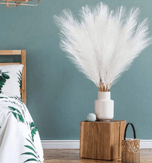 Camerazar Dekorativni set 10 kosov umetne trave pampas, bela, visoka 60 cm
