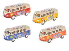 Welly Kinsmart Volkswagnov avtobus 13 cm kovinski vzvratni del - mešanica barv (rdeča, oranžna, modra, rumena)