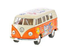 Welly Kinsmart Volkswagnov avtobus 13 cm kovinski vzvratni del - mešanica barv (rdeča, oranžna, modra, rumena)