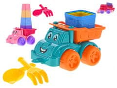Teddies Avto s peskom in dodatki - mešanica barv (zelena, roza)