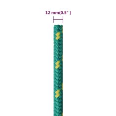 Vidaxl Vrv za čoln zelena 12 mm 25 m polipropilen