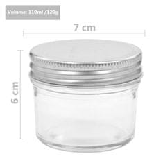 Vidaxl Stekleni kozarci s srebrnimi pokrovi 48 kosov 110 ml