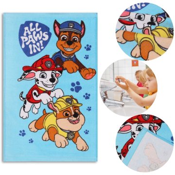 Paw Patrol Paw Patrol Rubble Chase Marshall BAVLAVNA brisača za otroke, brisača ZA VRTC za roke 30x50 cm OEKO-TEX