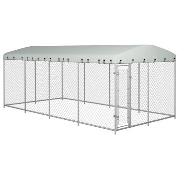 Vidaxl Zunanji pasji boks s streho 7,6x3,8x2,3 m