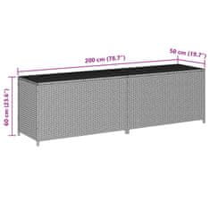Vidaxl Vrtna škatla za shranjevanje poli ratan 200x50x60 cm siva
