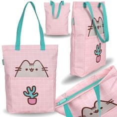Pusheen Pusheen PROSTORNA torba na ramo, materialna torba za nakupovanje za večkratno uporabo, Z ZADRGO 40x32x9 cm 