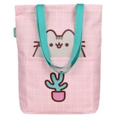 Pusheen Pusheen PROSTORNA torba na ramo, materialna torba za nakupovanje za večkratno uporabo, Z ZADRGO 40x32x9 cm 