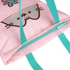 Pusheen Pusheen PROSTORNA torba na ramo, materialna torba za nakupovanje za večkratno uporabo, Z ZADRGO 40x32x9 cm 