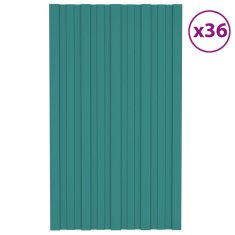 Vidaxl Strešni paneli 36 kosov pocinkano jeklo zeleni 80x45 cm