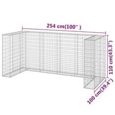 Vidaxl Gabionska stena za koše za smeti pocinkano jeklo 250x100x110 cm