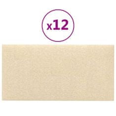 Vidaxl Stenski paneli 12 kosov krem 60x30 cm blago 2,16 m²
