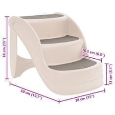 Vidaxl Zložljive stopnice za pse 3-delne krem 50x38x38 cm plastika