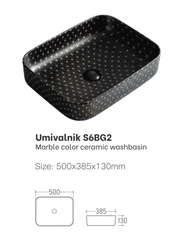 S6 Steklarstvo Šest UMIVALNIK črni marmor S6BG2, 50 × 38,5 × 13 cm
