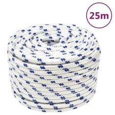 Vidaxl Vrv za čoln bela 12 mm 25 m polipropilen