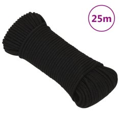 Vidaxl Delovna vrv črna 3 mm 25 m poliester