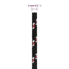 Vidaxl Vrv za čoln črna 2 mm 25 m polipropilen