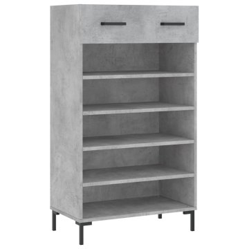 Vidaxl Omarica za čevlje betonsko siva 60x35x105 cm inženirski les