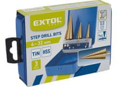 Extol Craft Svedri stopil, nastavljeno 3ks, O 4-12/1mm, O 4-20/2mm, O 4-32/2mm
