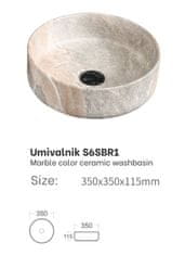 S6 Steklarstvo Šest UMIVALNIK bež S6SBR1, 35 × 35 × 11,5 cm