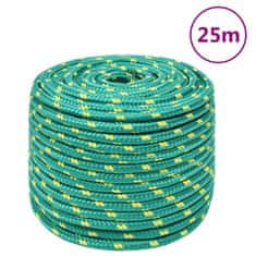 Vidaxl Vrv za čoln zelena 14 mm 25 m polipropilen