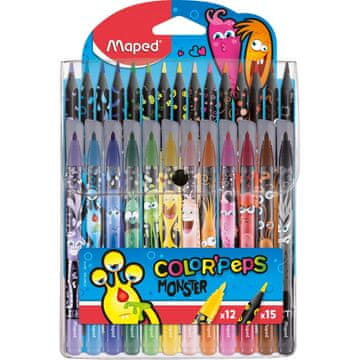 Maped Barvice + Flomastri Maped Monster 15+12