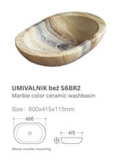S6 Steklarstvo Šest UMIVALNIK bež S6BR2, 60 × 41,5 × 11,5 cm
