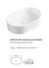 S6 Steklarstvo Šest UMIVALNIK bleščeče bel S6W2, 49 × 31 × 13 cm