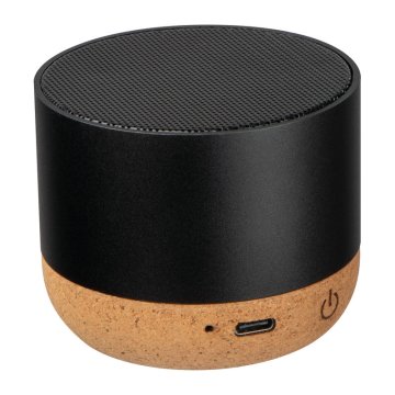 A DESIGN Bluetooth zvočnik Brest iz recikliranega aluminija in plute, črn