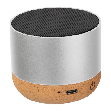 A DESIGN Bluetooth zvočnik Brest iz recikliranega aluminija in plute, siv
