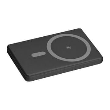 A DESIGN Magnetni brezžični powerbank Donetsk iz recikliranega aluminija – 5.000 mAh, črn