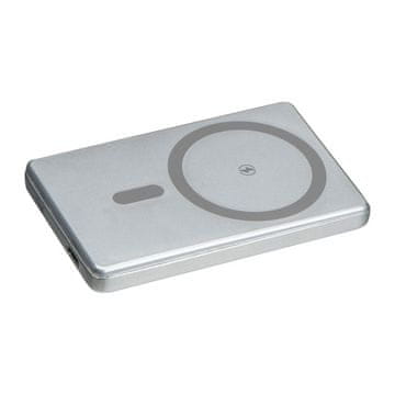 Magnetni brezžični powerbank Donetsk iz recikliranega aluminija – 5.000 mAh, siv