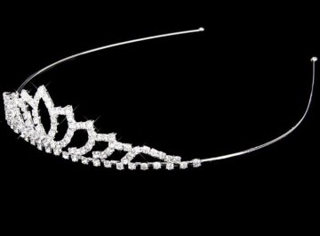 Camerazar Elegantni poročni diadem s cirkoni, stožčaste oblike, lahek