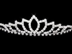 Camerazar Elegantni poročni diadem s cirkoni, stožčaste oblike, lahek