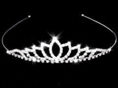 Camerazar Elegantni poročni diadem s cirkoni, stožčaste oblike, lahek