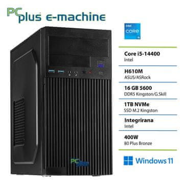 PCplus e-machine i5-14400 16GB DDR5 1TB SSD Windows 11 Pro namizni računalnik