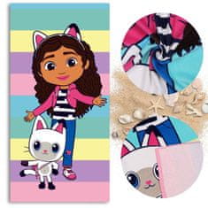 DreamWorks Gabby’s Dollhouse Barvna, HITRO SUŠILNI plažna brisača, kopalna brisača za otroke BOMBAŽ 70x140 cm OEKO-TEX 