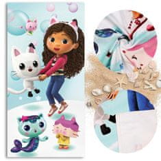 DreamWorks Gabby’s Dollhouse HITRO SUŠEČA se plažna brisača za deklice, BOMBAŽA, za bazen, plažo 70x140 cm OEKO-TEX