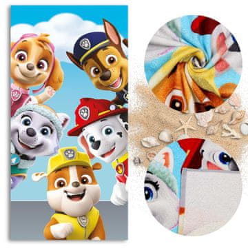 Paw Patrol Paw Patrol HITRO SUŠEČA Plažna brisača, kopalna brisača za otroke BOMBAŽA za bazen 70x140 cm OEKO-TEX