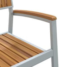 Vidaxl Komplet za jedilnico v vrtu 3 pcs Siva in rjava 90 x 90 x 75 cm